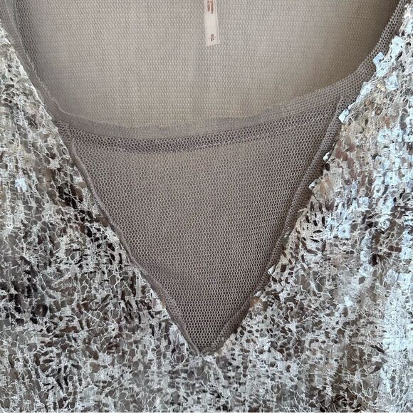 Free People Midnight Dreamer Shattered Glass Silver and Cream Mini Dress Size S - Picture 7 of 10